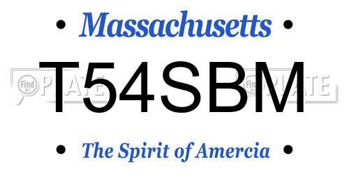T54SBM Massachusetts License Plate