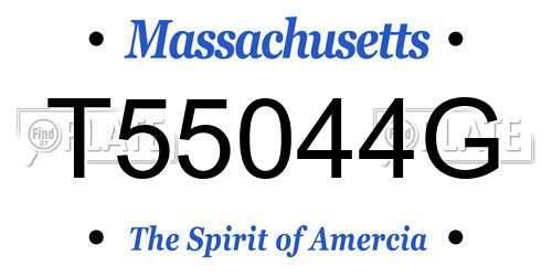 T55044G Massachusetts License Plate