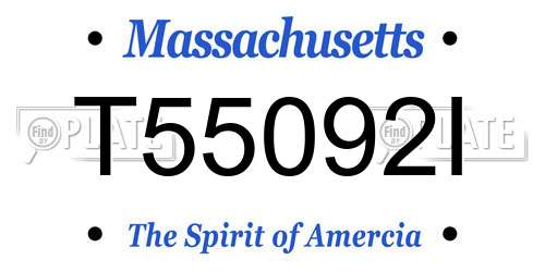 T55092I Massachusetts License Plate