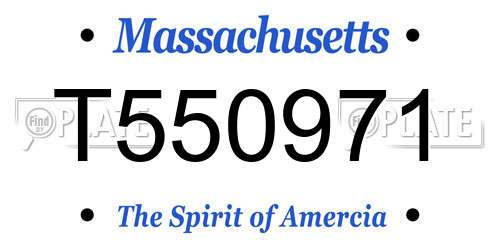 T550971 Massachusetts License Plate