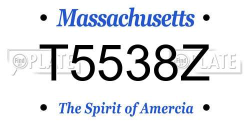T5538Z Massachusetts License Plate