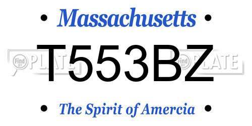 T553BZ Massachusetts License Plate