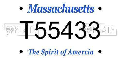 T55433 Massachusetts License Plate