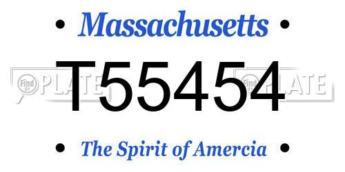 T55454 Massachusetts License Plate
