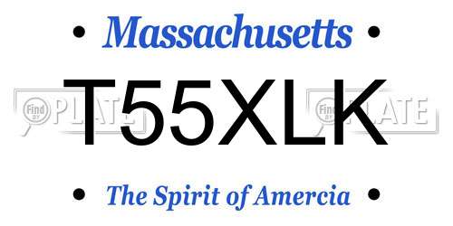 T55XLK Massachusetts License Plate