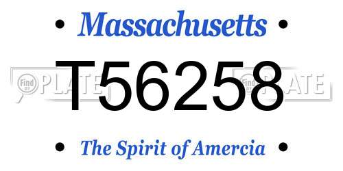 T56258 Massachusetts License Plate