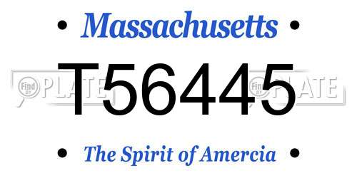 T56445 Massachusetts License Plate