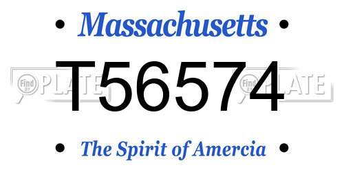 T56574 Massachusetts License Plate