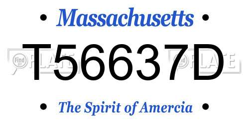 T56637D Massachusetts License Plate