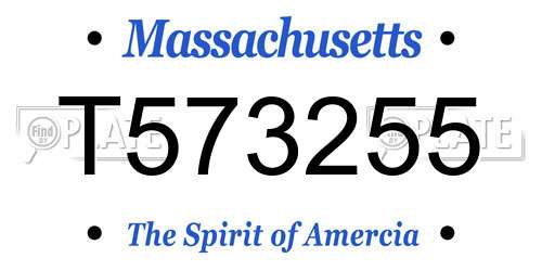 T573255 Massachusetts License Plate