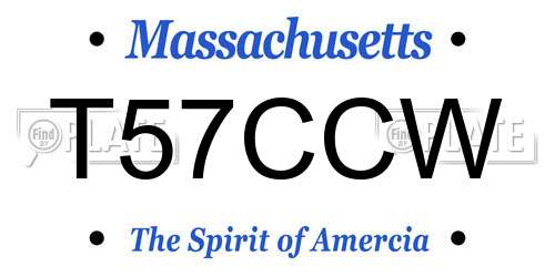 T57CCW Massachusetts License Plate