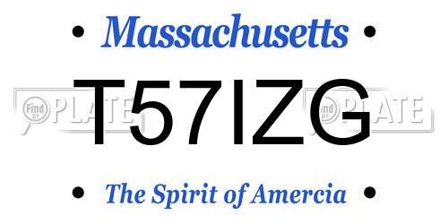T57IZG Massachusetts License Plate