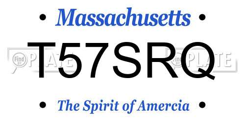 T57SRQ Massachusetts License Plate