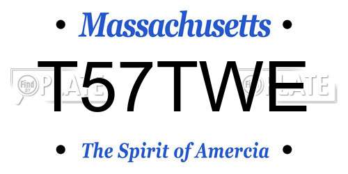 T57TWE Massachusetts License Plate
