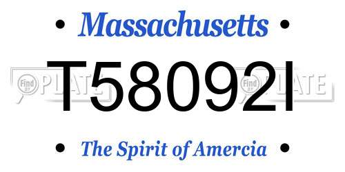 T58092I Massachusetts License Plate