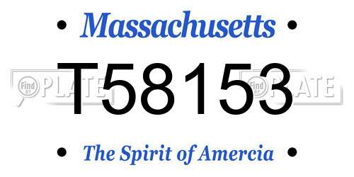 T58153 Massachusetts License Plate