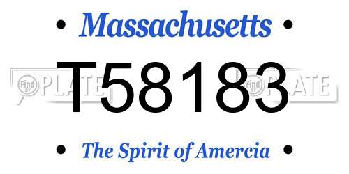 T58183 Massachusetts License Plate