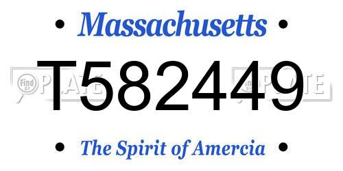 T582449 Massachusetts License Plate