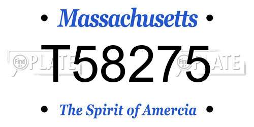 T58275 Massachusetts License Plate