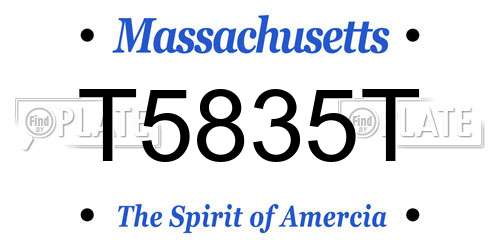 T5835T Massachusetts License Plate