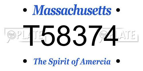 T58374 Massachusetts License Plate