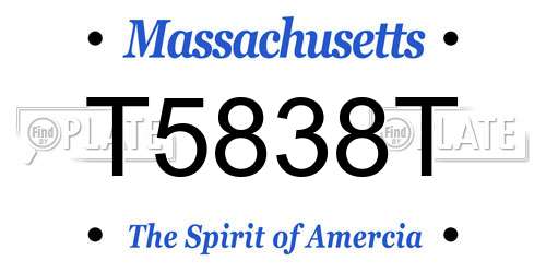 T5838T Massachusetts License Plate