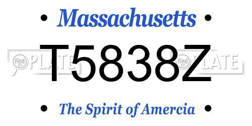 T5838Z Massachusetts License Plate