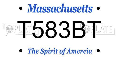 T583BT Massachusetts License Plate