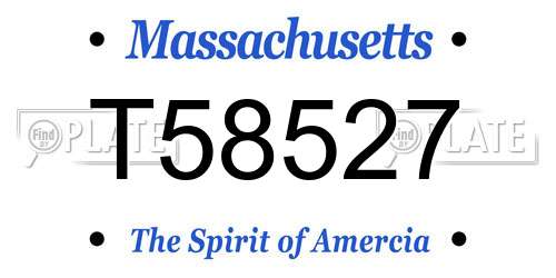 T58527 Massachusetts License Plate