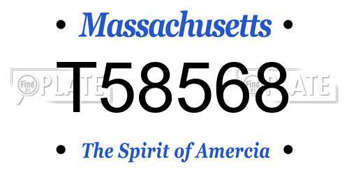 T58568 Massachusetts License Plate