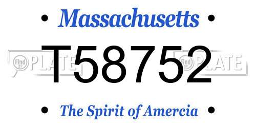 T58752 Massachusetts License Plate