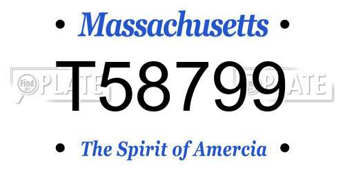 T58799 Massachusetts License Plate