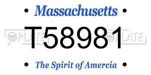 T58981 Massachusetts License Plate