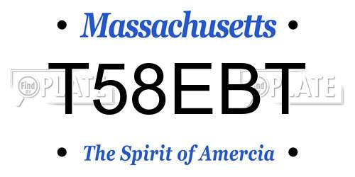 T58EBT Massachusetts License Plate