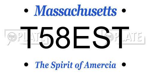 T58EST Massachusetts License Plate