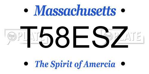 T58ESZ Massachusetts License Plate