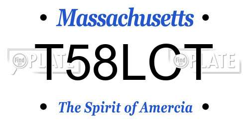T58LCT Massachusetts License Plate