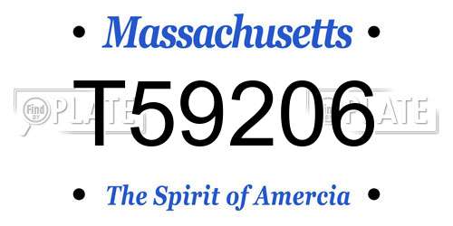 T59206 Massachusetts License Plate