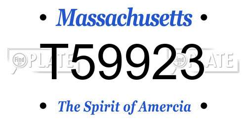 T59923 Massachusetts License Plate