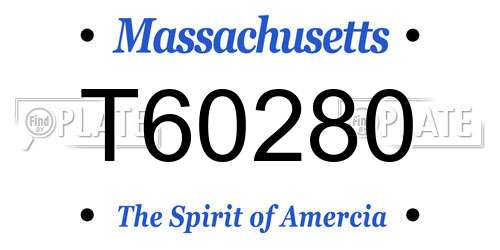 T60280 Massachusetts License Plate