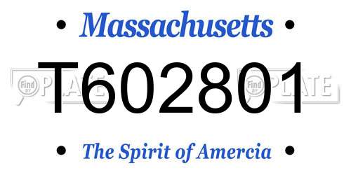 T602801 Massachusetts License Plate