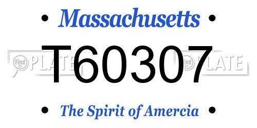 T60307 Massachusetts License Plate