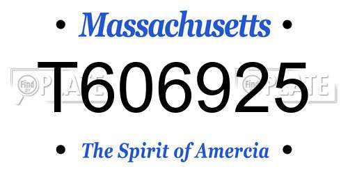 T606925 Massachusetts License Plate