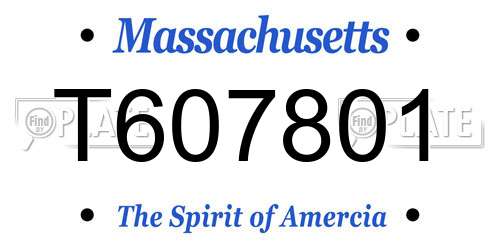 T607801 Massachusetts License Plate