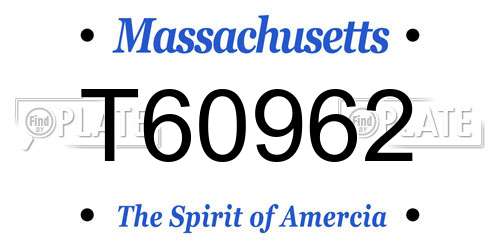 T60962 Massachusetts License Plate