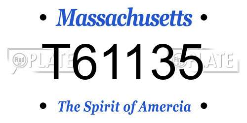 T61135 Massachusetts License Plate