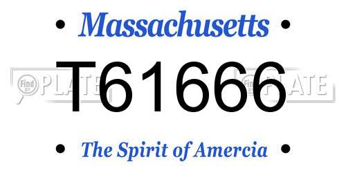 T61666 Massachusetts License Plate