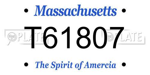 T61807 Massachusetts License Plate