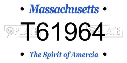 T61964 Massachusetts License Plate