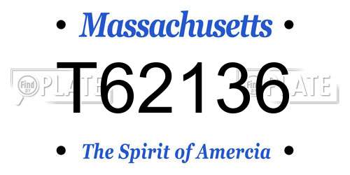 T62136 Massachusetts License Plate